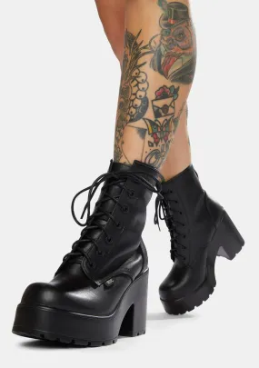 Mascot Black Leather Combat Boots