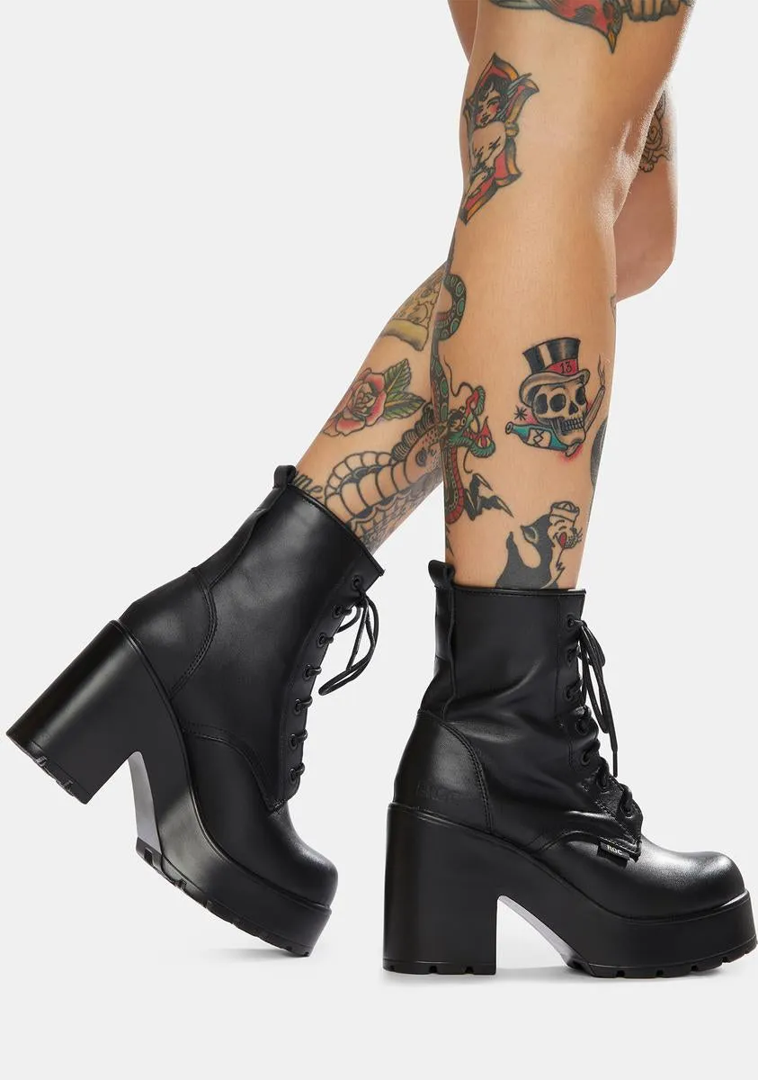 Mascot Black Leather Combat Boots