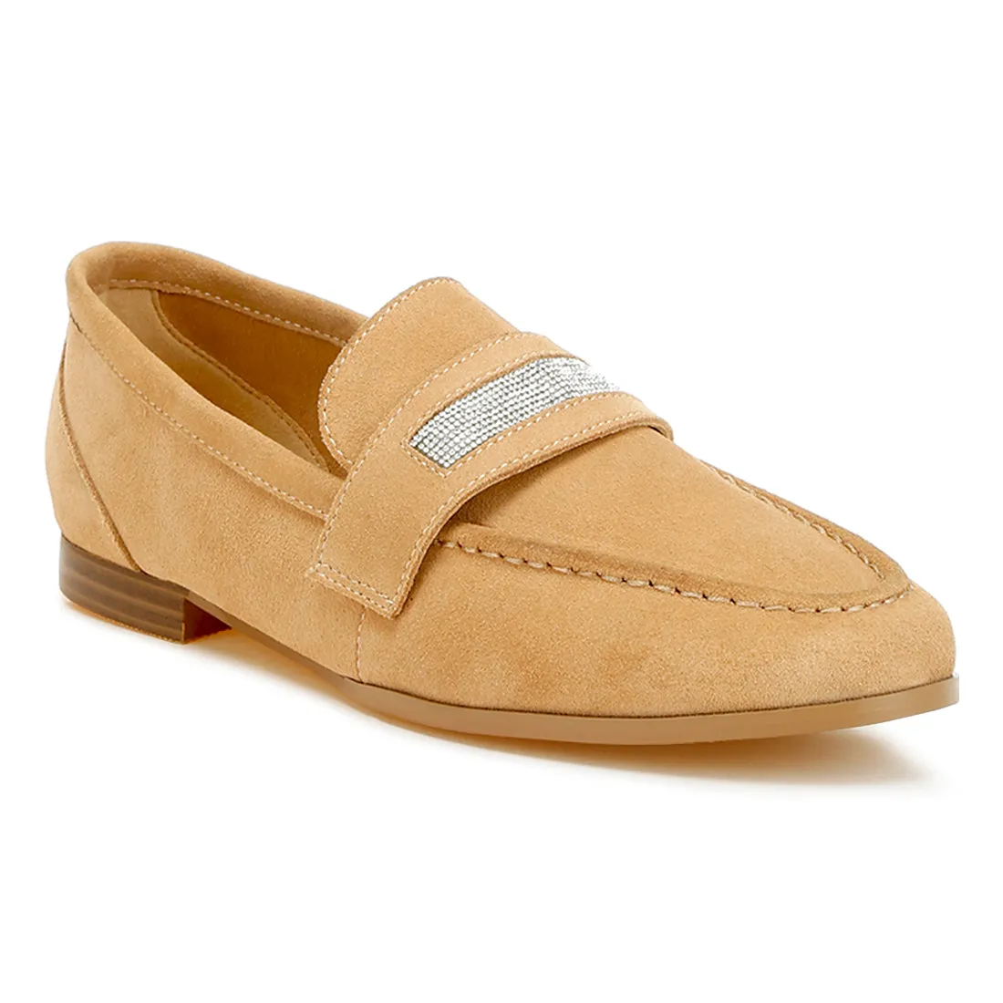 Rhinestone Penny Strap Loafers