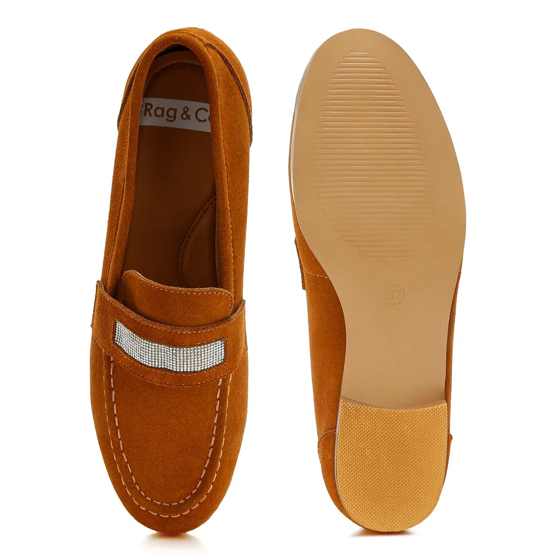 Rhinestone Penny Strap Loafers