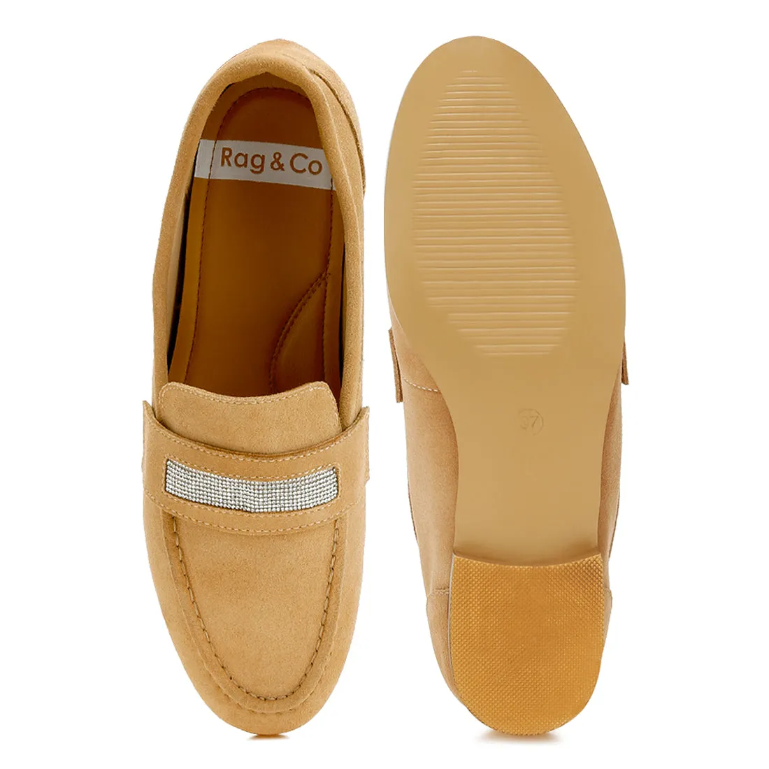 Rhinestone Penny Strap Loafers
