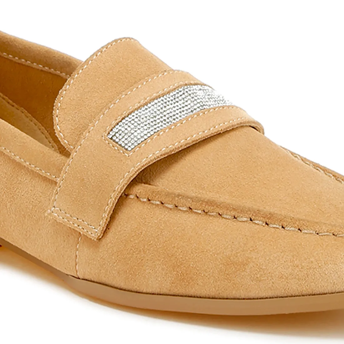 Rhinestone Penny Strap Loafers