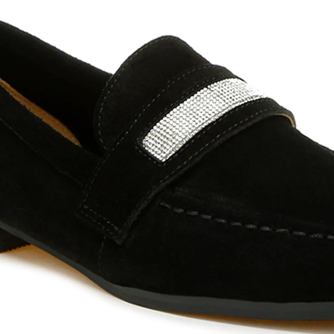 Rhinestone Penny Strap Loafers