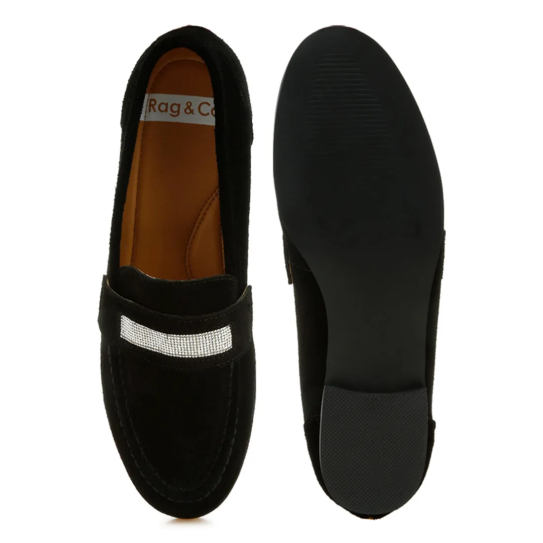 Rhinestone Penny Strap Loafers