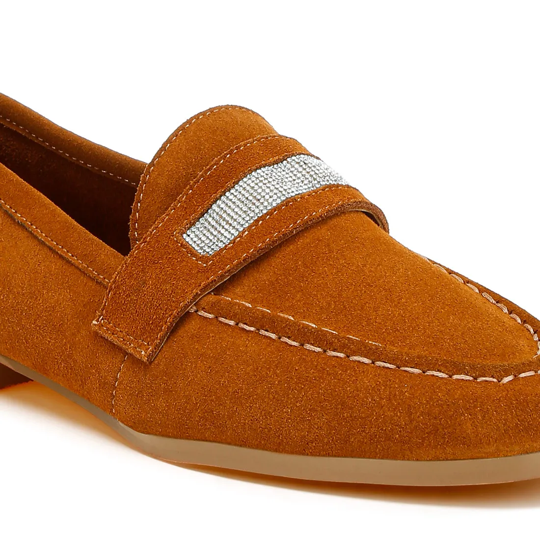 Rhinestone Penny Strap Loafers