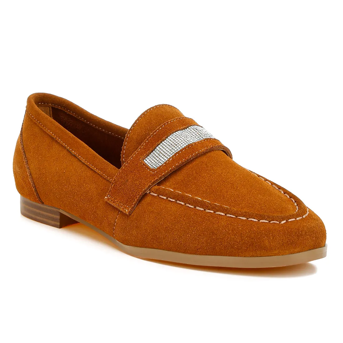 Rhinestone Penny Strap Loafers
