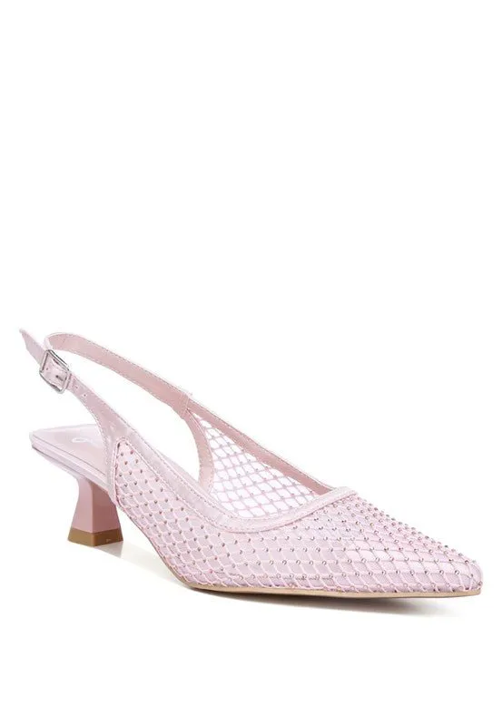 Rhinestone Slingback Kitten Heels