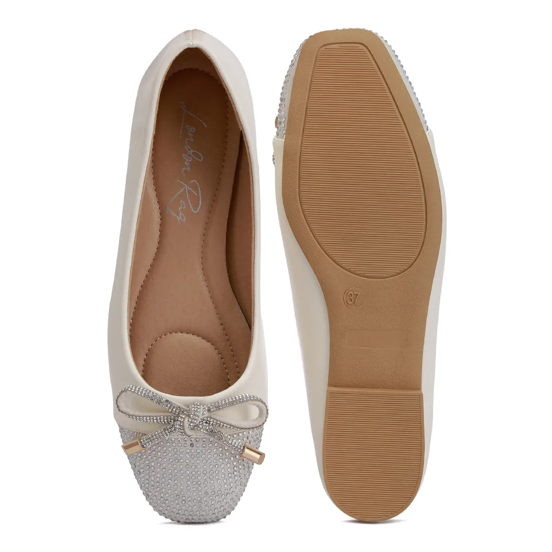 Rhinestones Embellished Toe Cap Ballerinas